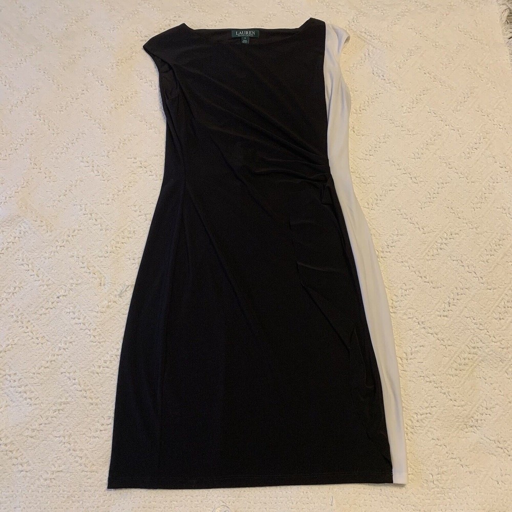 Ralph Lauren Dress Green-Label Classic Black Soft Stretch Wrap-Dress Sz 6
